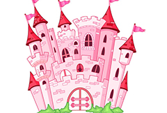 粉色城堡建筑矢量素材