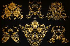 9款金色花纹设计矢量素材