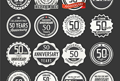 16款50周年纪念标签矢量素材