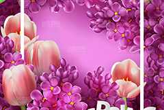 唯美紫色花朵边框设计矢量素材
