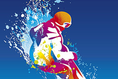 蓝色动感滑雪比赛宣传海报AI分层素