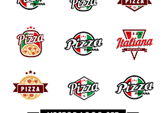 9款彩色披萨标志矢量素材