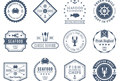 12款海洋食品海鲜标签矢量素材