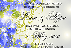 蓝色花卉婚礼邀请海报矢量素材