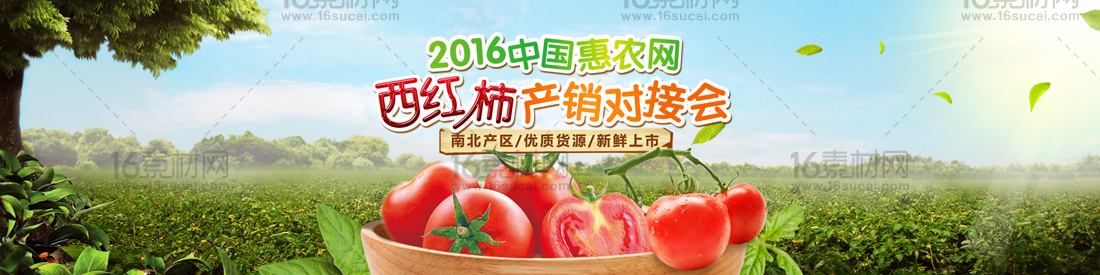 自然清新淘宝西红柿产销会宣传海报psd分层素材