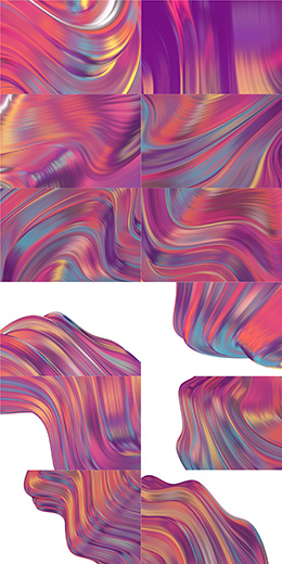 炫彩抽象3D波浪条纹背景高清图片
