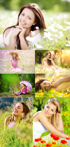24张笑容甜美的美女春季写真高清图片