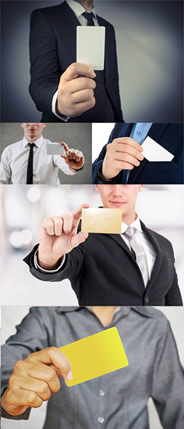 5张手持空白卡片的商务人物高清图片