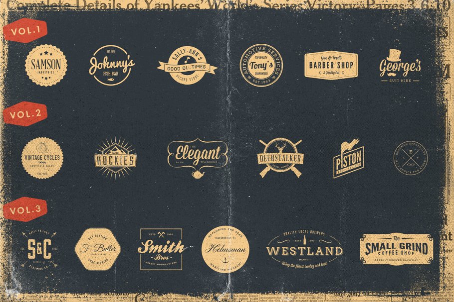 30枚复古复刻风格Logo标志设计模板合集 30 Vintage Logos Bundle插图(1)