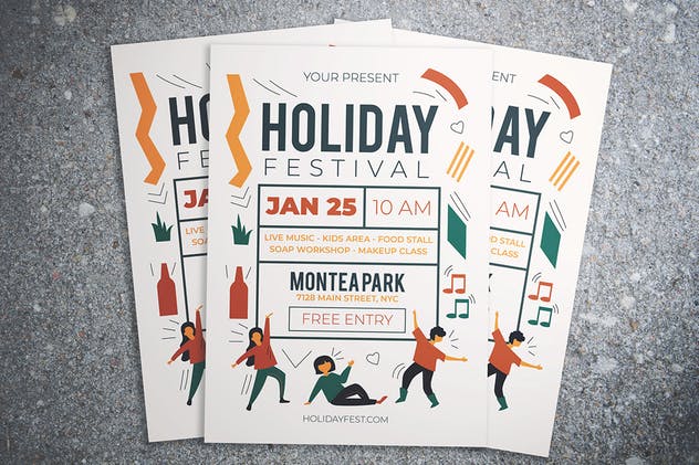 节日活动海报传单设计模板素材 Holiday Festival Flyer插图(2)