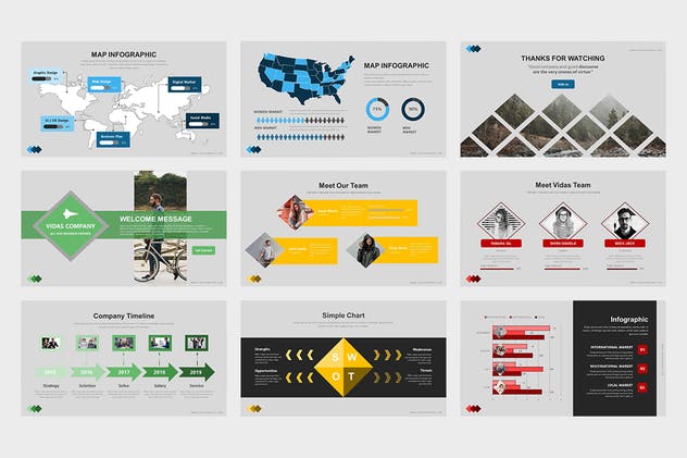 正方形图形企业宣传PPT设计模板 Vidas : Powerpoint Presentation插图(3)