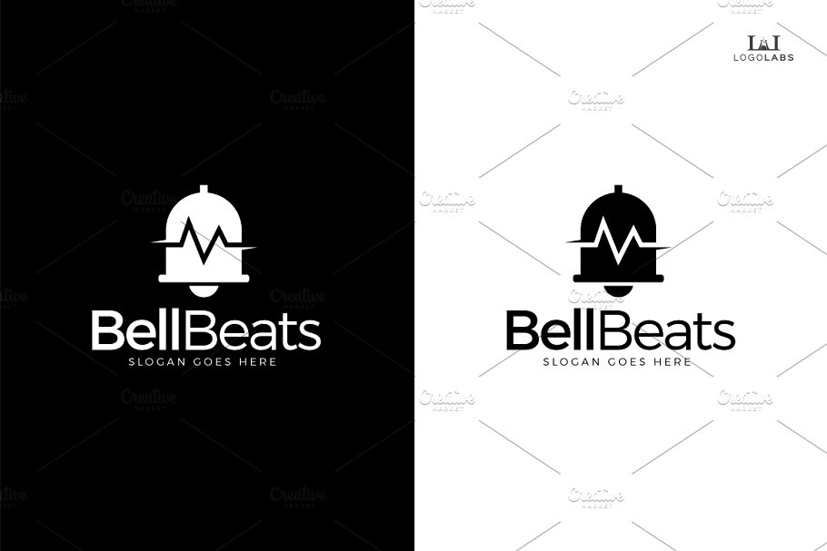 电子铃铛图形Logo模板 Bell Beats Logo插图(1)