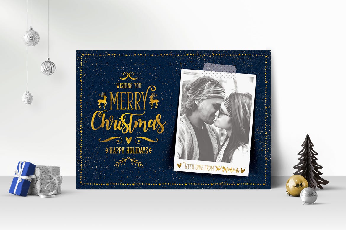 圣诞节照片贺卡设计模板 Christmas Photo Card插图(1)