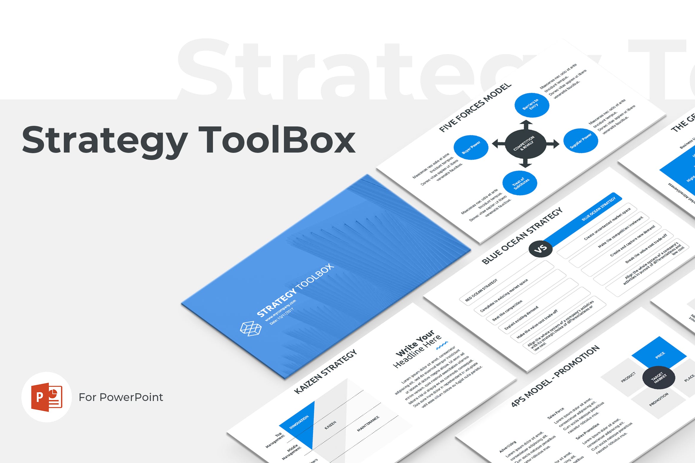 企业市场营销策略方案PowerPoint模板素材 Strategy ToolBox PowerPoint Template插图