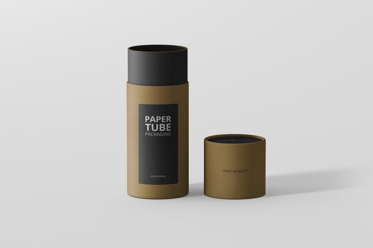茶叶/咖啡高纸筒包装设计样机模板 Paper Tube Packaging Mockup – Slim Short插图