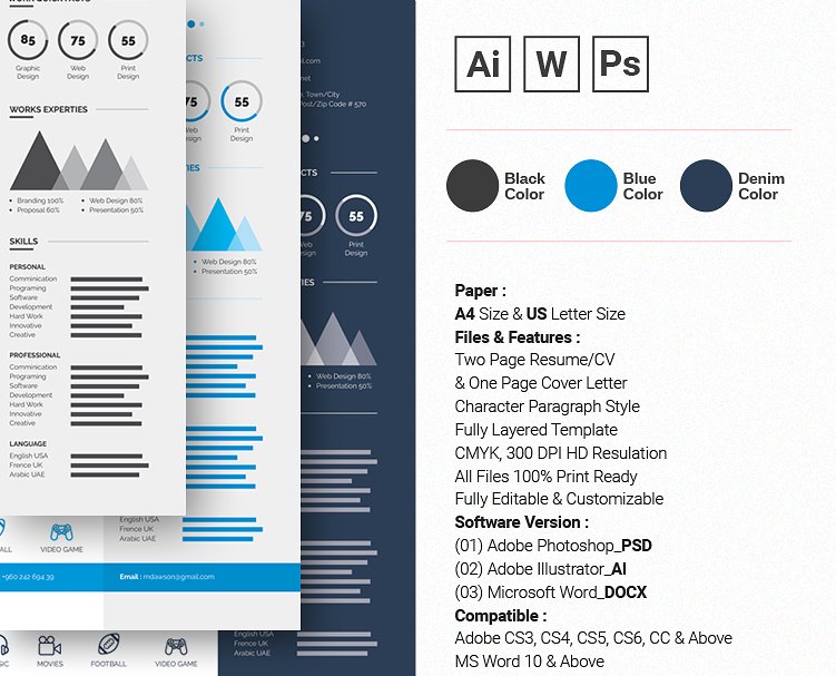 高端创意信息图表简历模板 Clean Infographic Resume/CV插图(8)