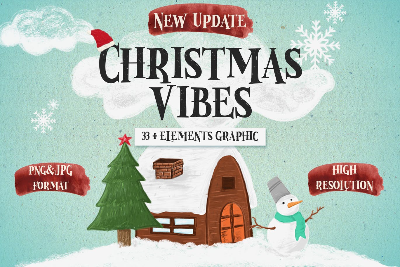 圣诞气氛装饰手绘矢量图案设计素材 Christmas Vibes插图