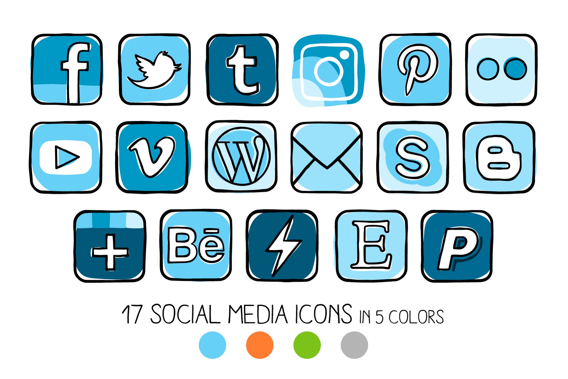 扭曲特效社交媒体图标 Guache effect social media icons插图(3)