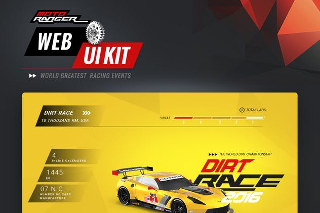 汽车竞技&汽车主题网站UI套件 Moto Rangers web UI kit插图(5)