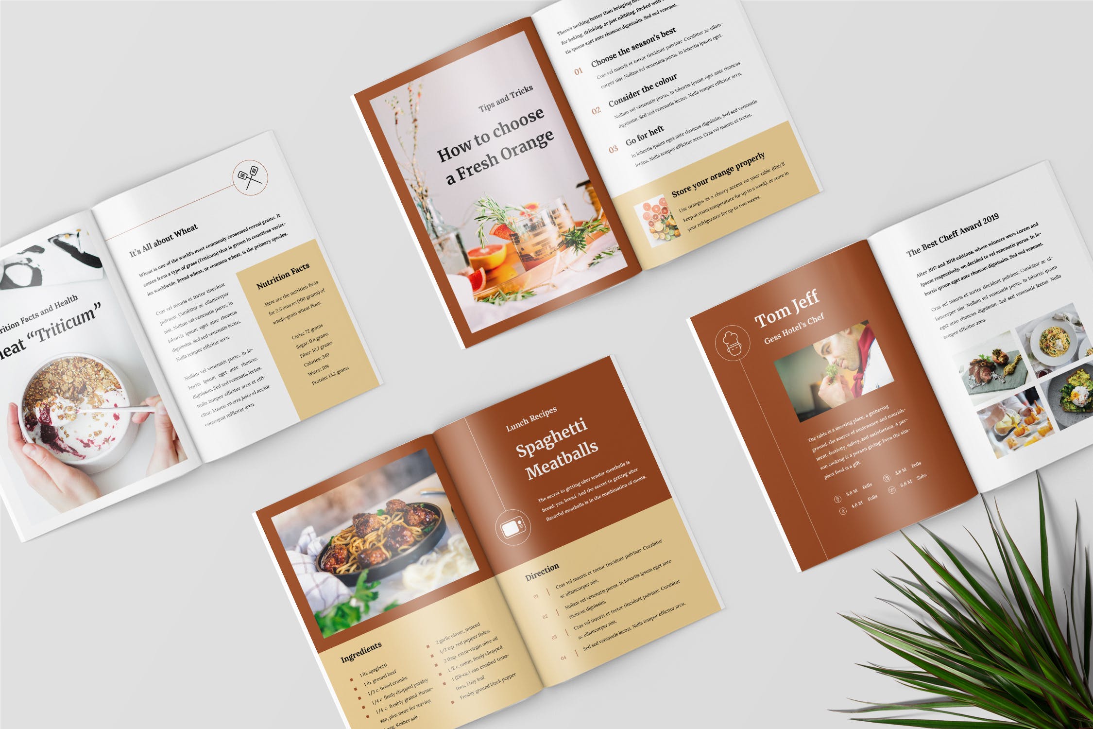食谱美食主题杂志排版设计制作模板 Recipe Magazine Template插图(1)