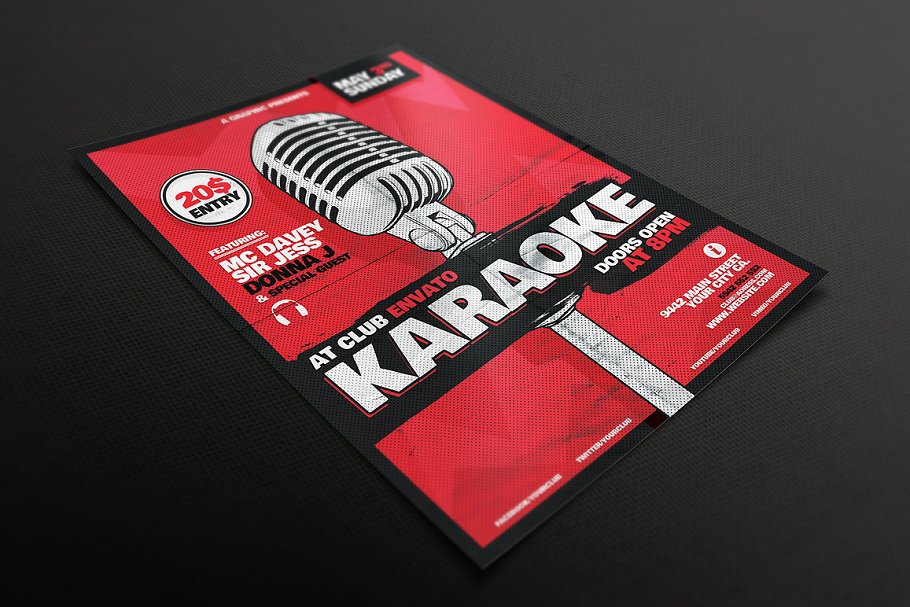 卡拉OK音乐主题传单模板 Karaoke Flyer Template插图(3)