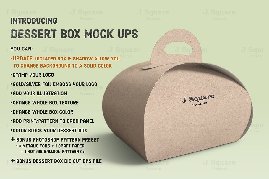 甜点包装盒外带包装样机 Packaging Mock Ups- Dessert Box插图