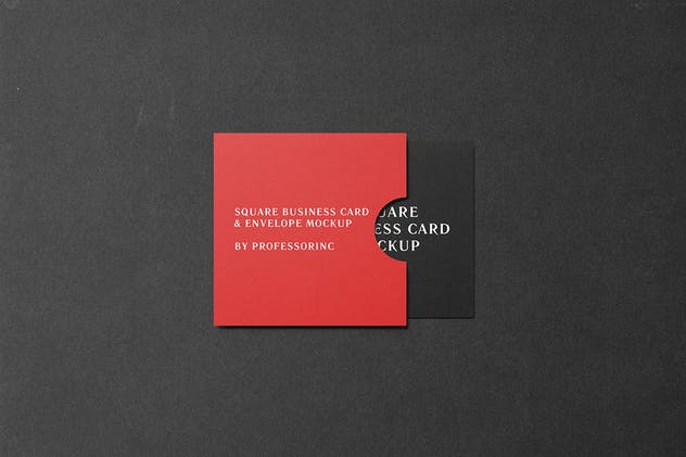 黑色方形商业名片样机模板 Square Business Card Mockup – Black Edition插图(2)