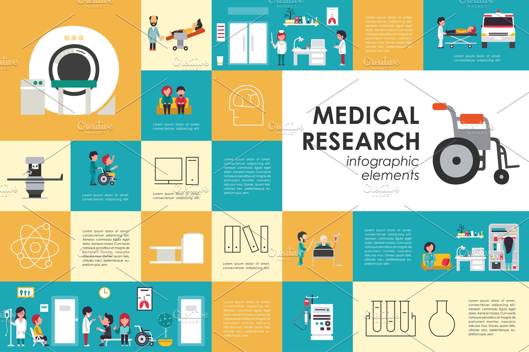 12款医药主题扁平化设计风格信息图表素材 12 Medical Flat Infographics插图(4)