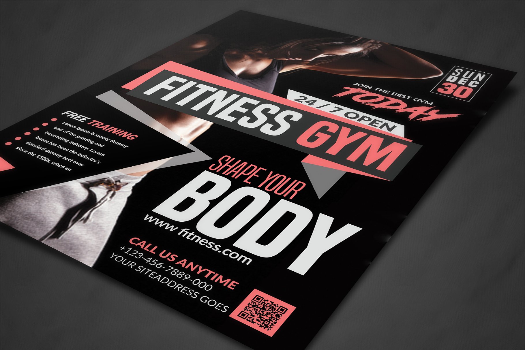 健身馆宣传海报设计模板 Fitness Flyer Template插图(1)