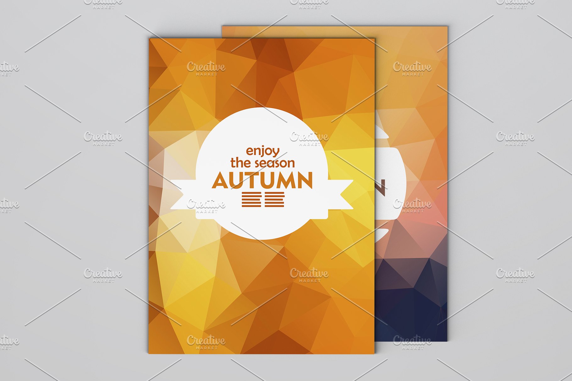 秋天配色抽象图形小册子模板 Set of Autumn brochures插图(2)