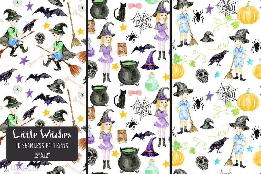 水彩小女巫设计套装 Watercolor Little Witch Design Kit插图(11)