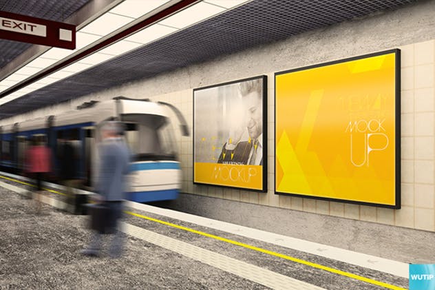地铁海报广告牌灯箱广告牌样机模板 Subway Advertising Mockups插图(3)