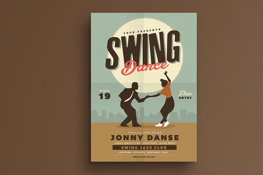 复古情怀舞会派对传单模板 Retro Swing Dance Party Flyer插图(2)