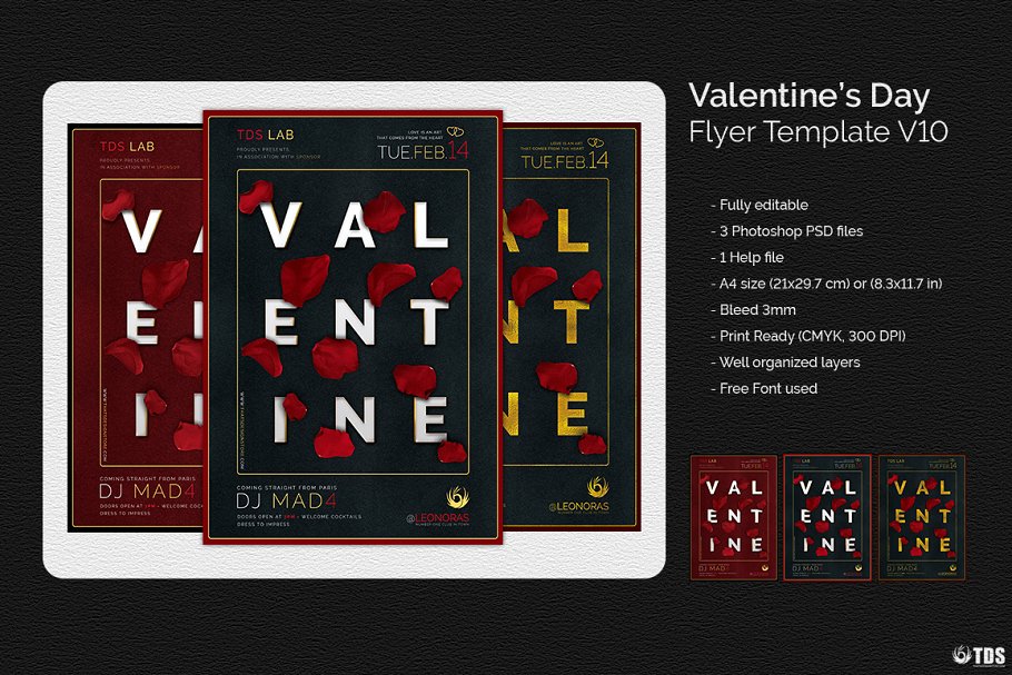 情人节主题活动传单海报模板 Valentines Day Flyer PSD V10插图(4)