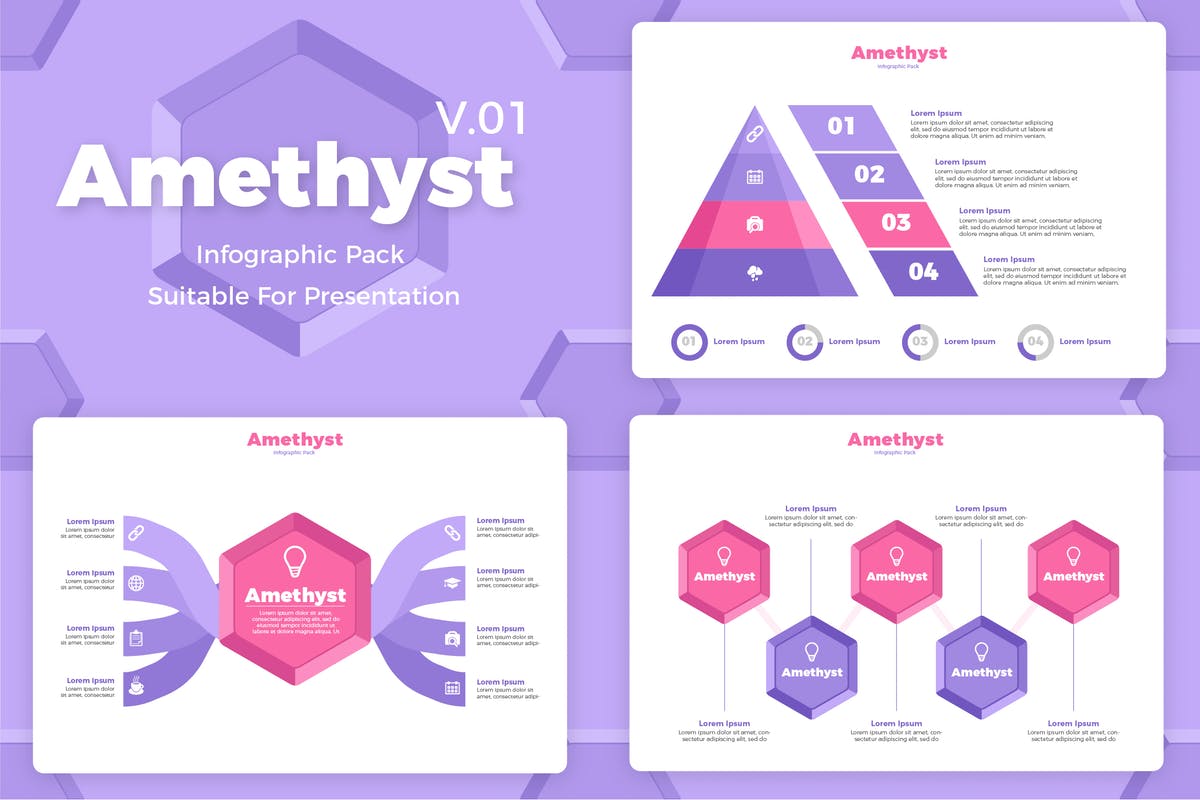 创意幻灯片设计制作信息图表矢量模板v1 Amethyst V1 – Infographic插图