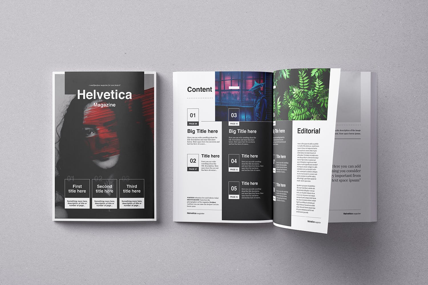 时尚行业产品评测杂志Indesign模板下载 Helvetica Magazine Indesign Template插图(1)