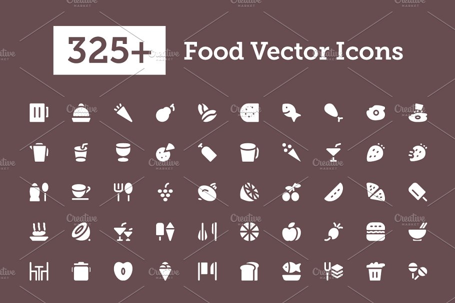 325+食物食品美食简餐矢量图标  325+ Food Vector Icons插图