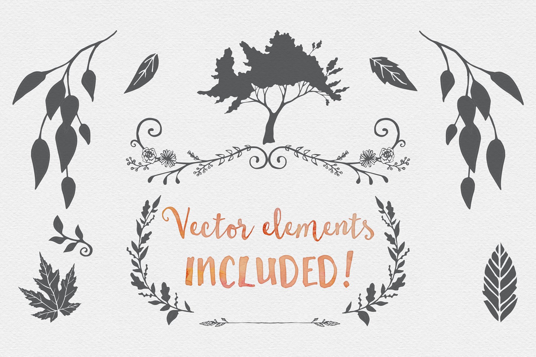粉色水彩树木植物装饰婚礼邀请函套装 Watercolour Tree Wedding Suite插图(3)