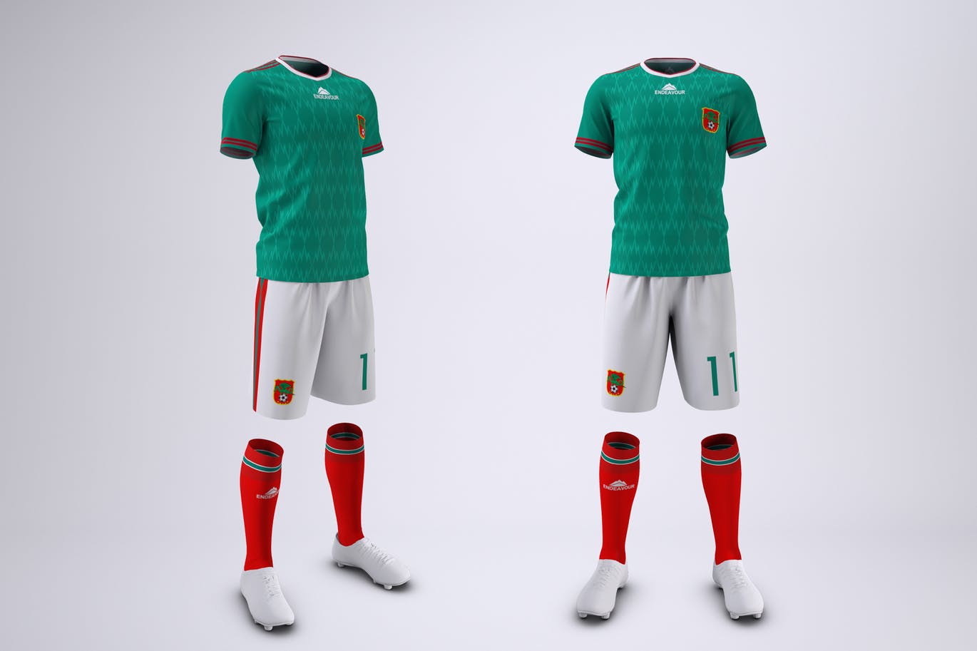 足球队服设计效果图预览样机 Soccer or Football Uniform Mock-Up插图