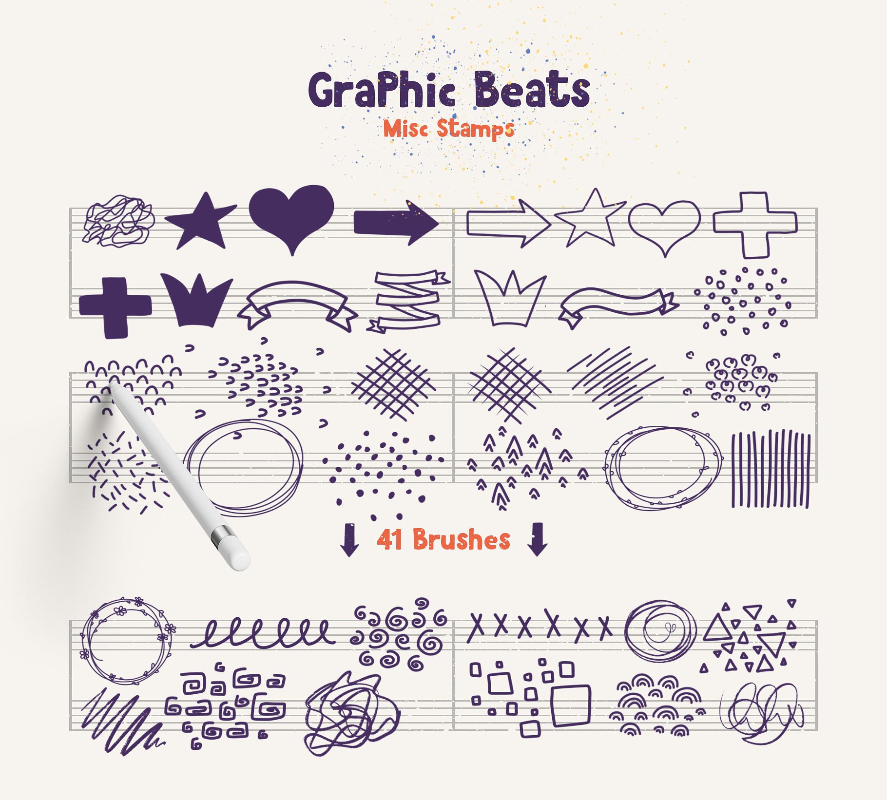 一大批艺术笔刷合辑下载 Graphic Beats Brushes for ProCreate [abr]插图(1)