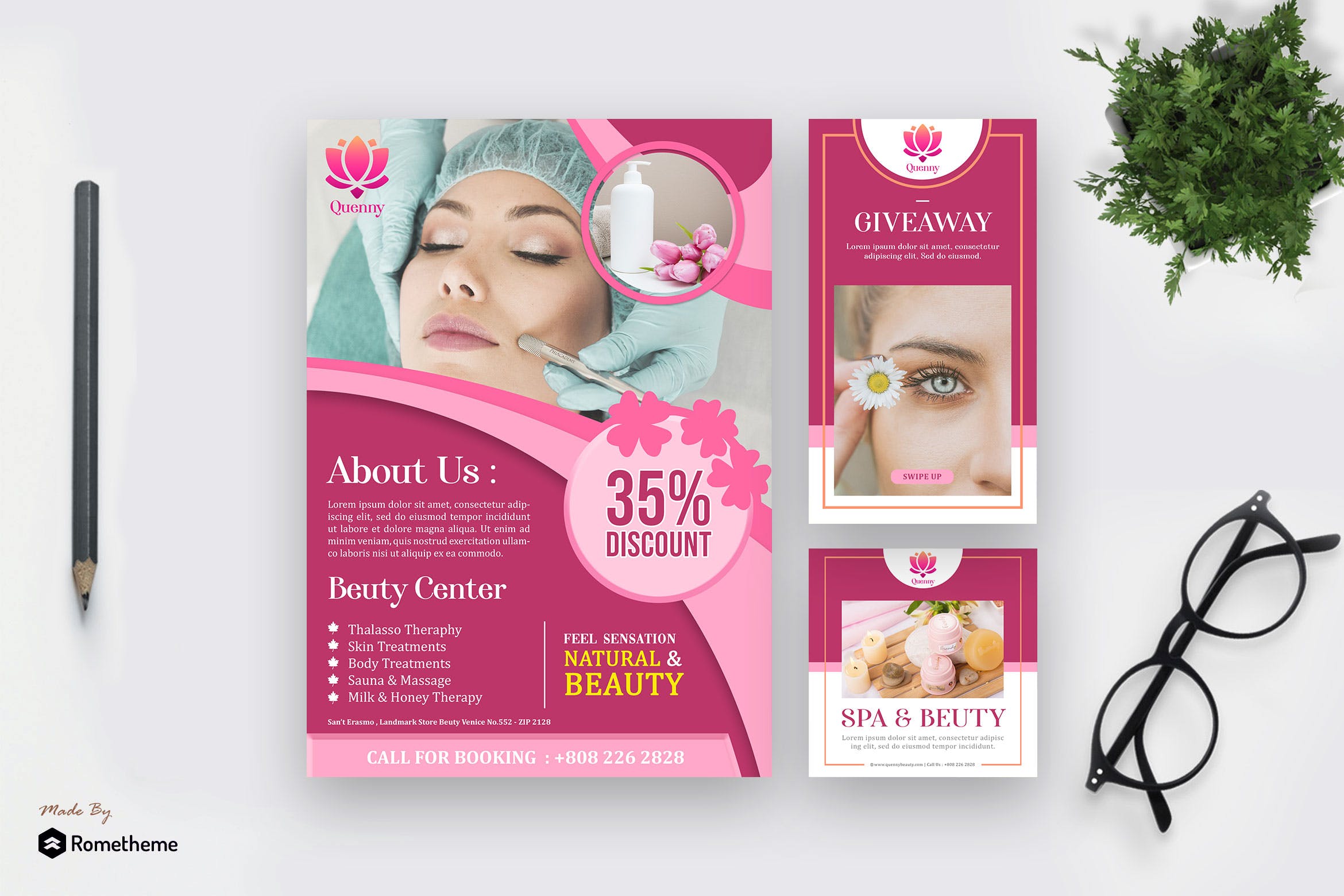 美容SPA会所宣传材料设计素材 Quenny – Spa and Beauty Template Pack插图