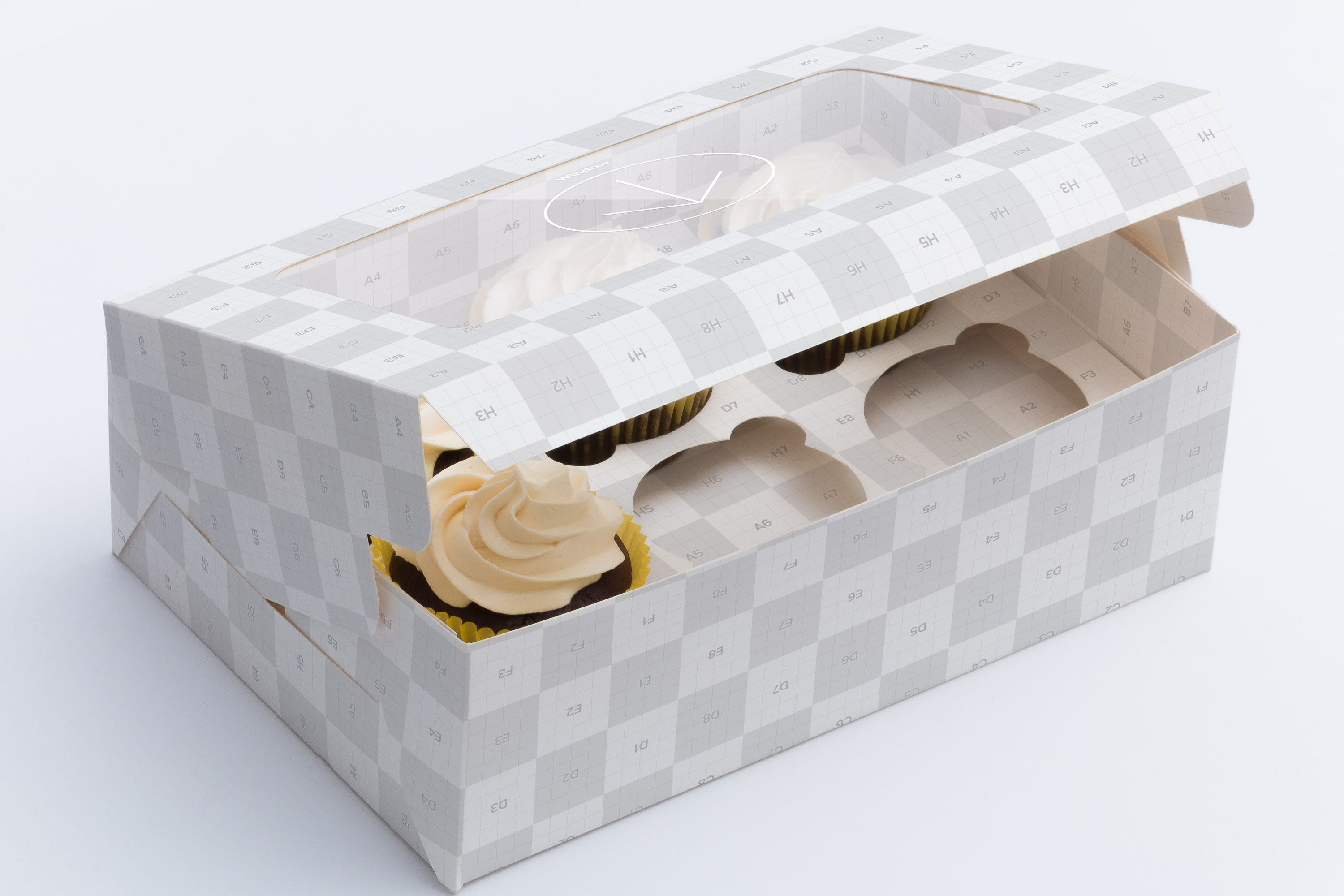 六只装纸杯蛋糕包装盒外观设计样机模板02 Six Cupcake Box Mockup 02插图(1)