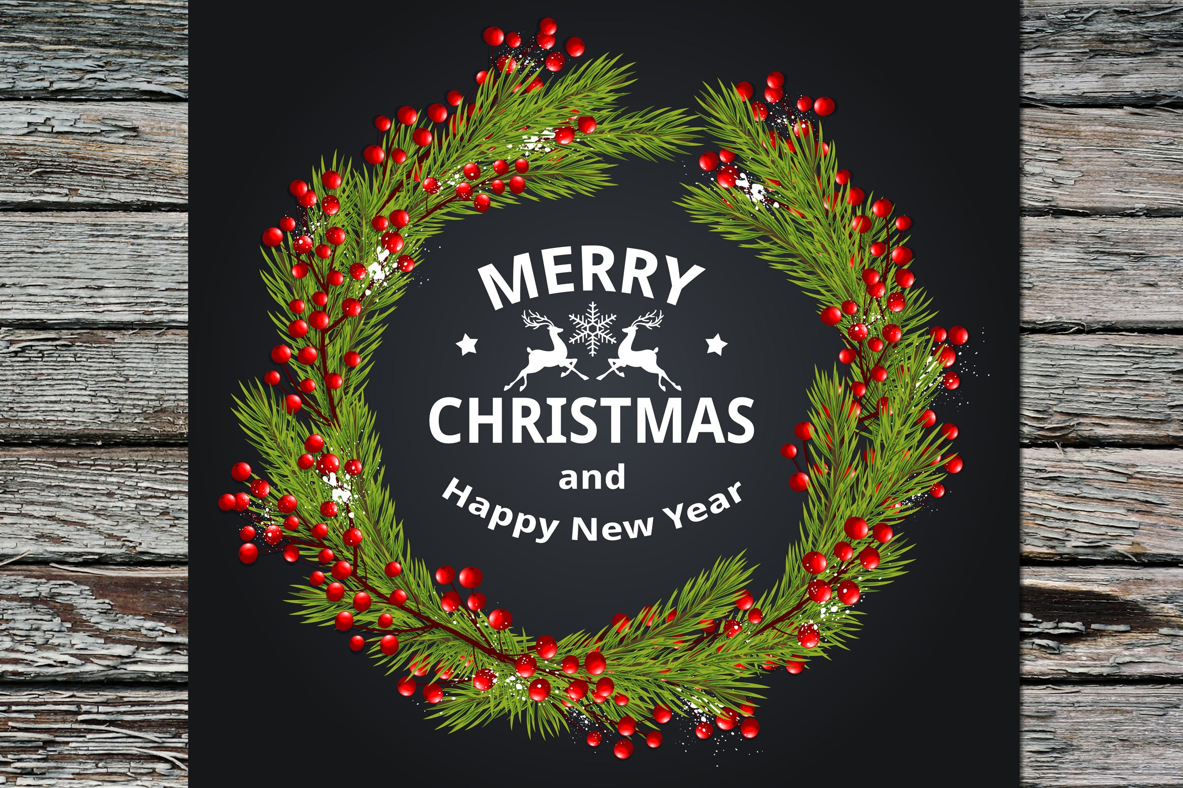 圣诞节装饰花环矢量设计素材 Decorative Christmas Wreath插图