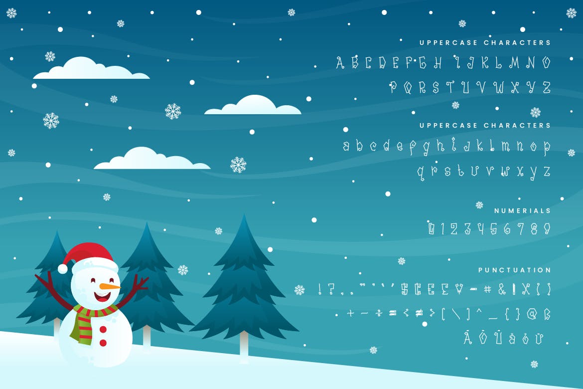圣诞节主题设计圣诞节装饰字体下载 Snowy – Decorative Christmas Font插图(1)