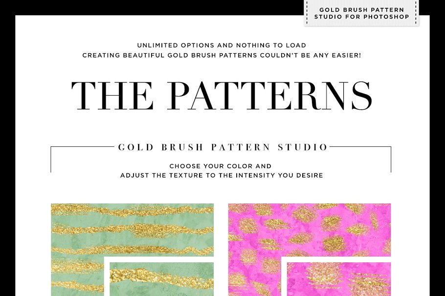 闪闪发光的金粉图层样式 Gold Brush Pattern Studio Photoshop插图(3)