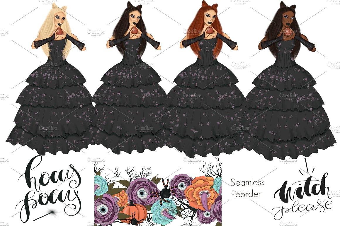 万圣节女巫设计元素套装 Witch Please Halloween Design Kit插图(3)