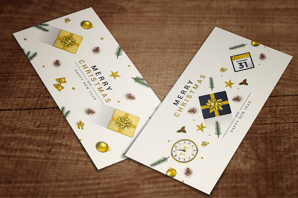 圣诞节/新年祝福主题贺卡设计模板v1 Merry Christmas and Happy New Year greeting cards插图(1)