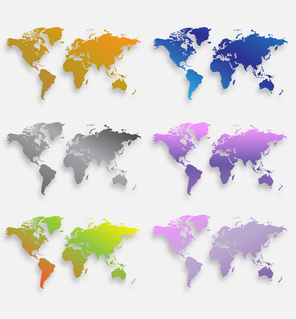40种设计风格世界地图矢量图形设计素材下载 Map of the world 40 Version插图(7)