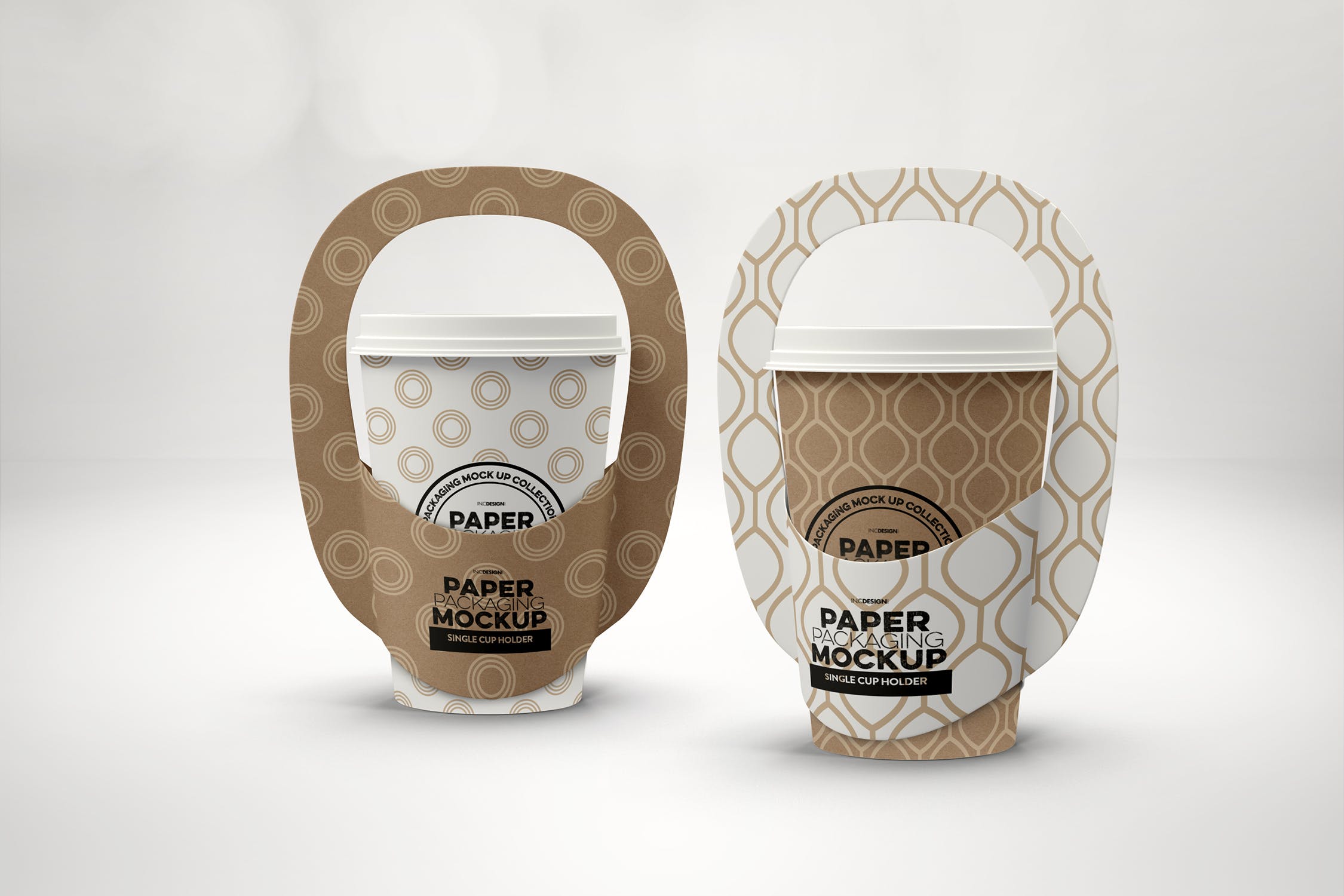 纸杯&纸杯外带包装设计样机模板 Single Cup Paper Carrier Packaging Mockup插图(1)