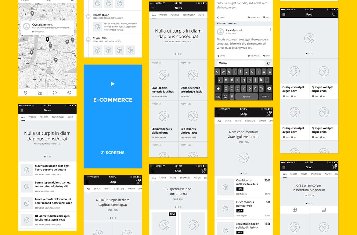 100个iOS应用界面设计线框图设计套件 Turbo iOS Wireframe Kit插图(7)